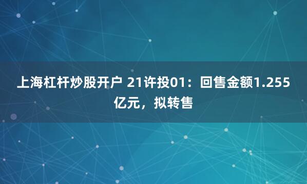 上海杠杆炒股开户 21许投01：回售金额1.255亿元，拟转售