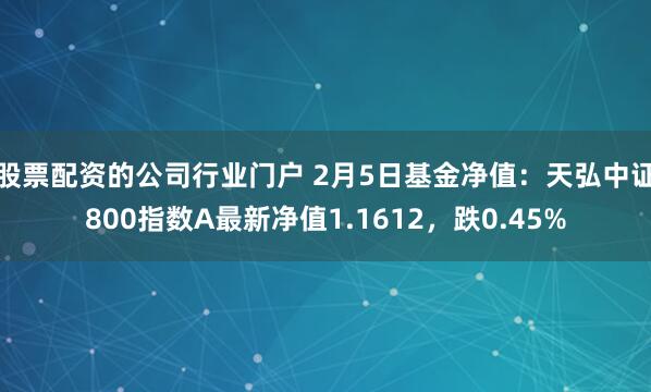 股票配资的公司行业门户 2月5日基金净值：天弘中证800指数A最新净值1.1612，跌0.45%