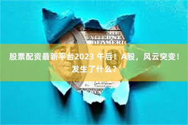 股票配资最新平台2023 午后！A股，风云突变！发生了什么？